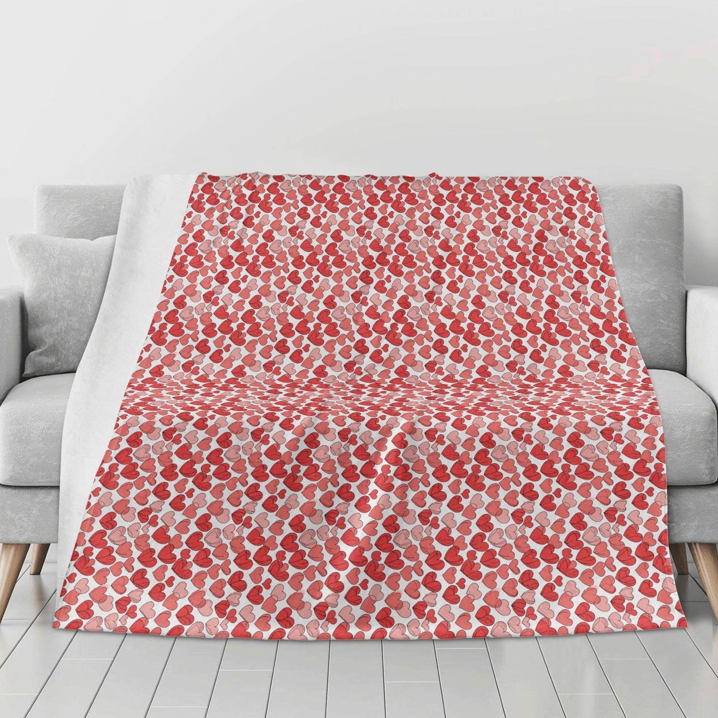 Red Little Hearts Flannel Breathable Blanket 4 Sizes - DeRose Seasonal