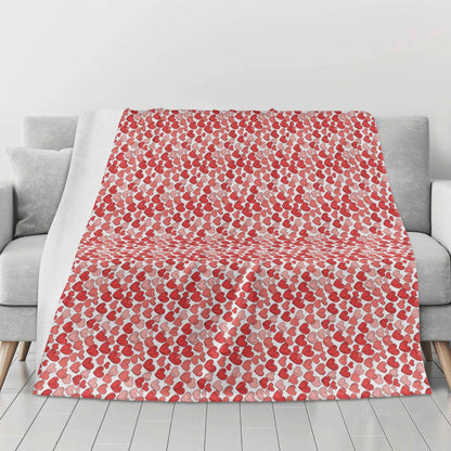 Red Little Hearts Flannel Breathable Blanket 4 Sizes - DeRose Seasonal