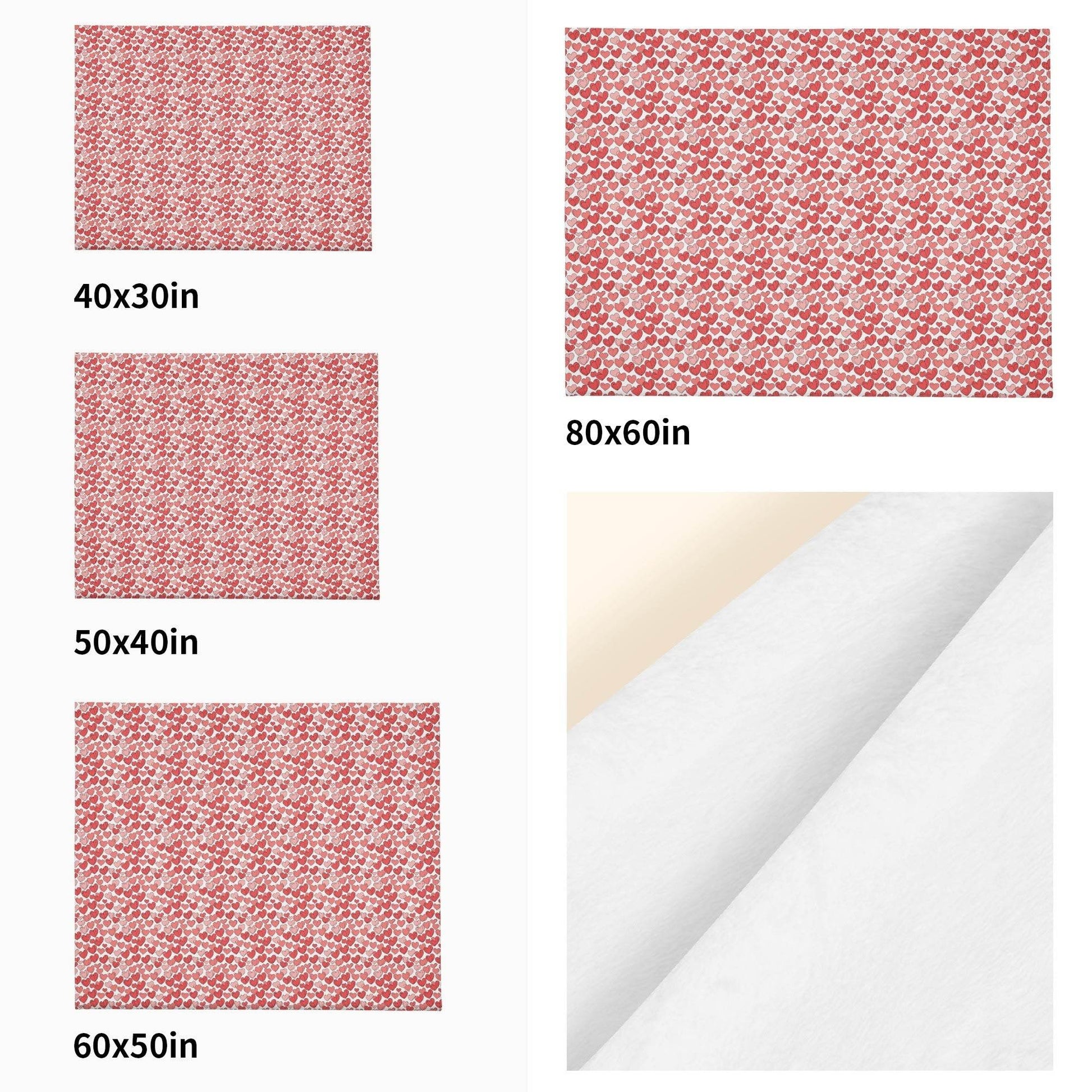 Red Little Hearts Flannel Breathable Blanket 4 Sizes - DeRose Seasonal