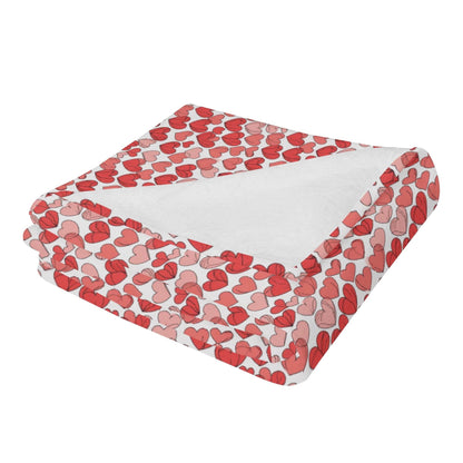 Red Little Hearts Flannel Breathable Blanket 4 Sizes - DeRose Seasonal