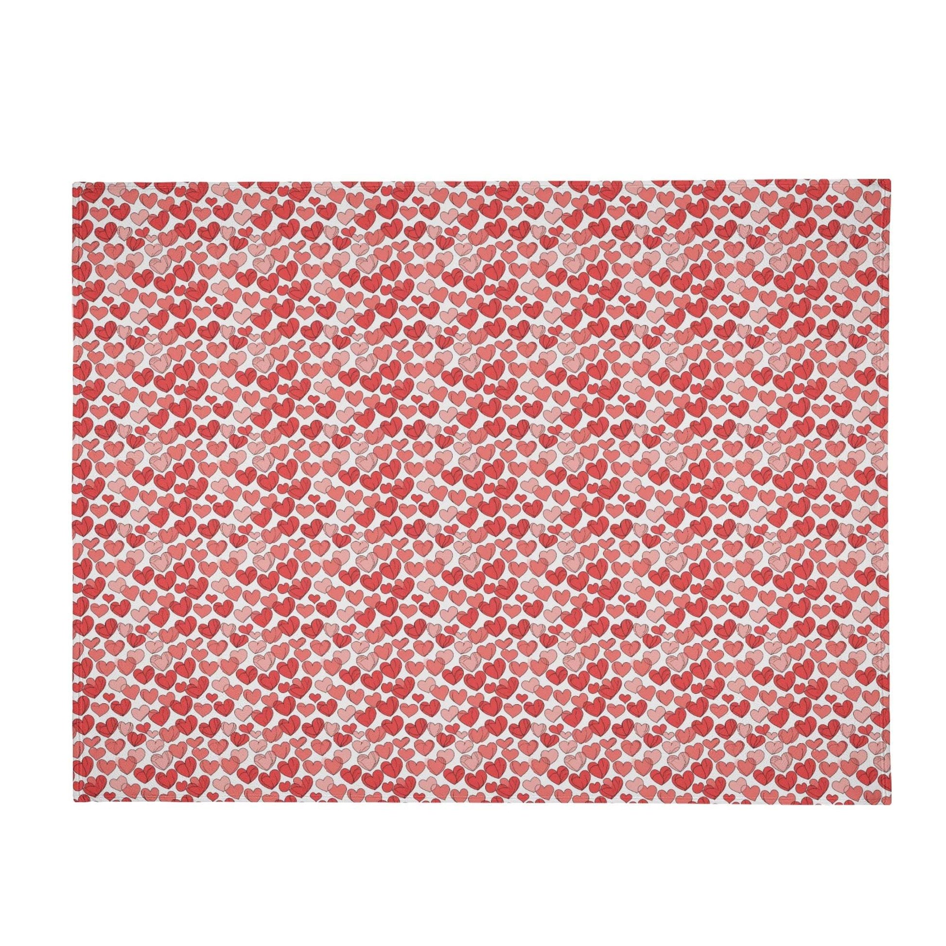 Red Little Hearts Flannel Breathable Blanket 4 Sizes - DeRose Seasonal