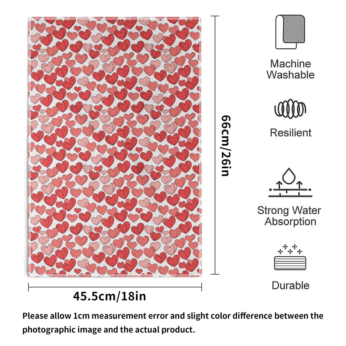 Red Little Hearts Hand Towels (6 Pcs) - DeRose Seasonal