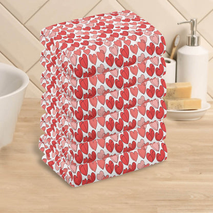 Red Little Hearts Hand Towels (6 Pcs) - DeRose Seasonal
