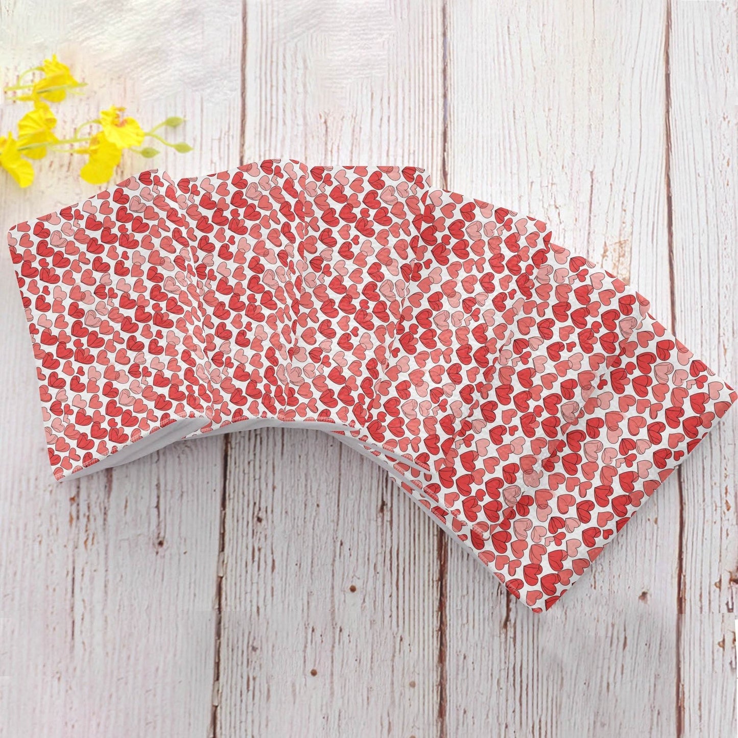 Red Little Hearts Hand Towels (6 Pcs) - DeRose Seasonal
