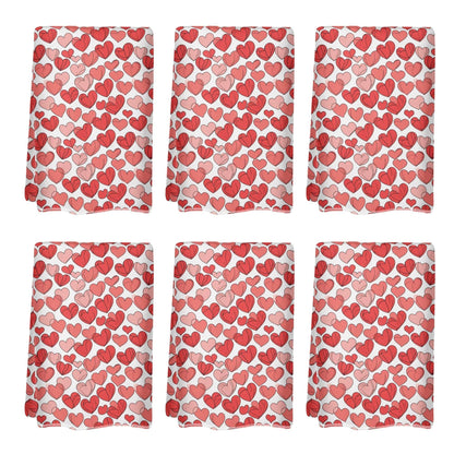 Red Little Hearts Hand Towels (6 Pcs) - DeRose Seasonal