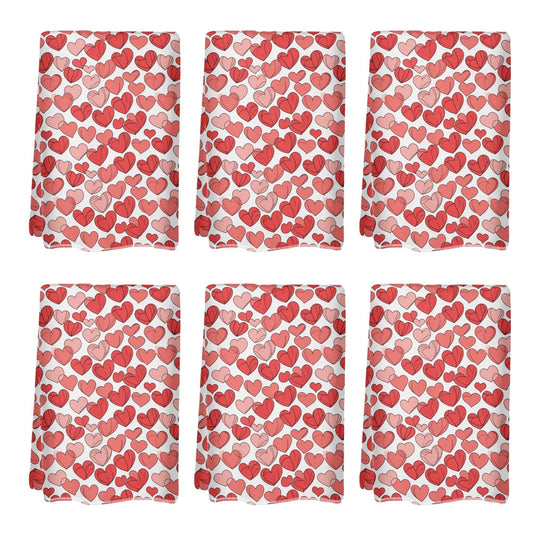 Red Little Hearts Hand Towels (6 Pcs) - DeRose Seasonal