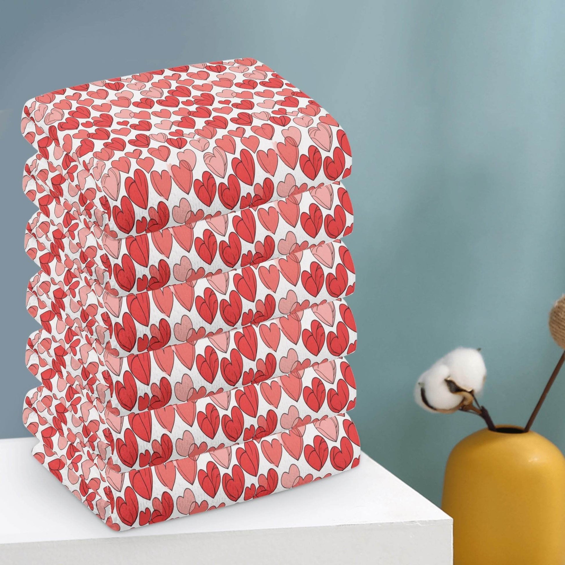 Red Little Hearts Hand Towels (6 Pcs) - DeRose Seasonal