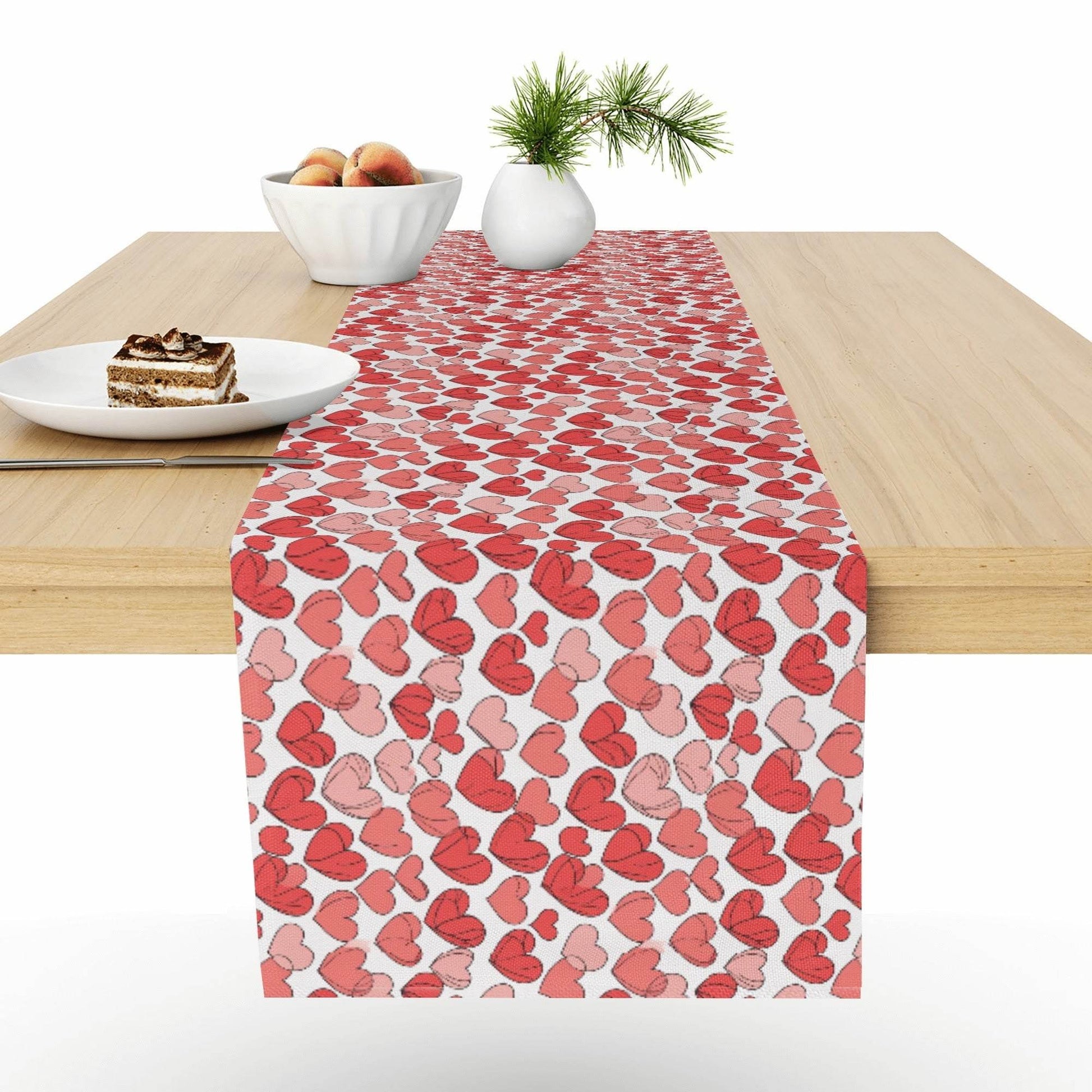Red Little Hearts Polyester Table Runner - DeRose Seasonal