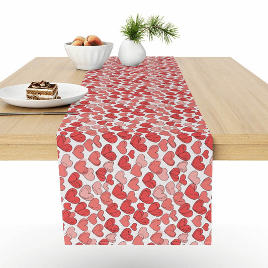 Red Little Hearts Polyester Table Runner - DeRose Seasonal