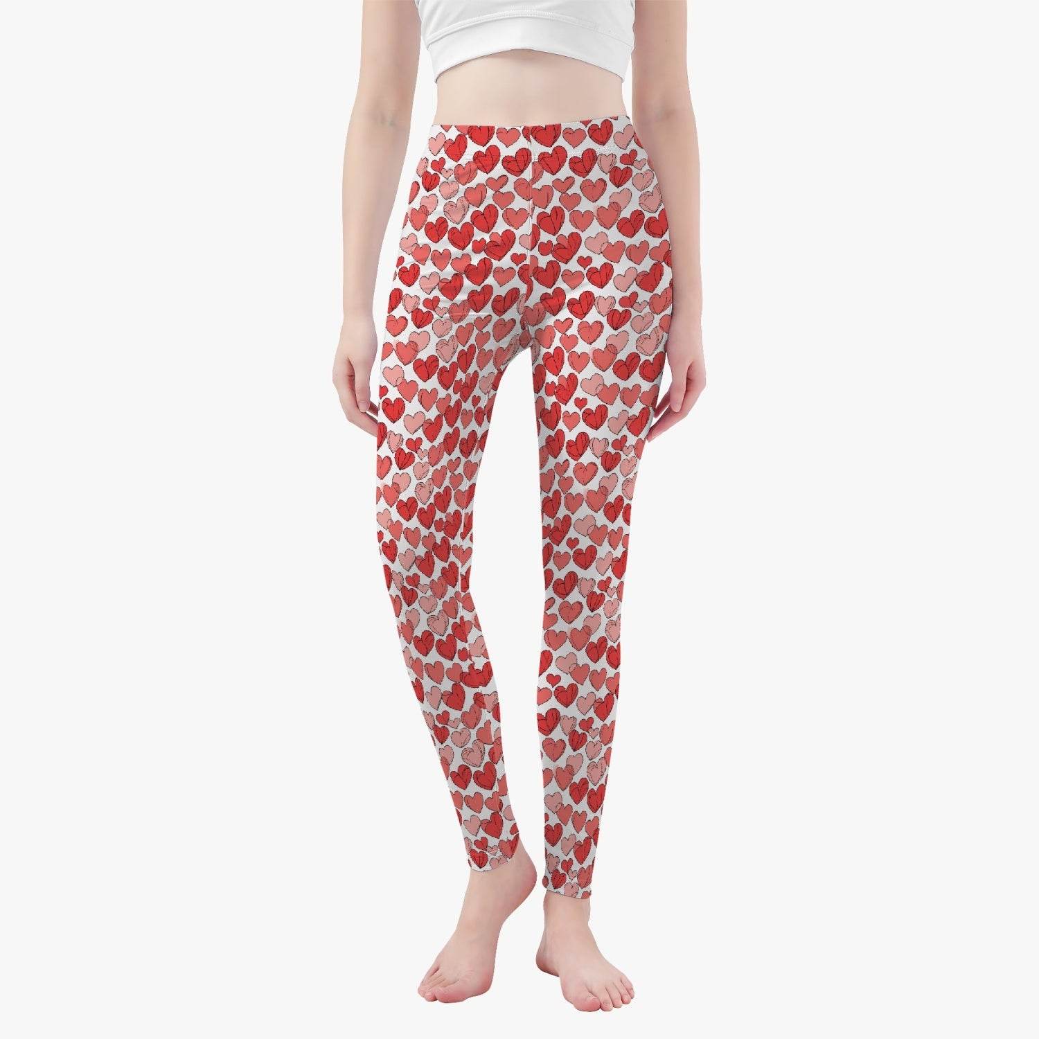Red Little Hearts Women's Yoga Pants - DeRose Seasonal