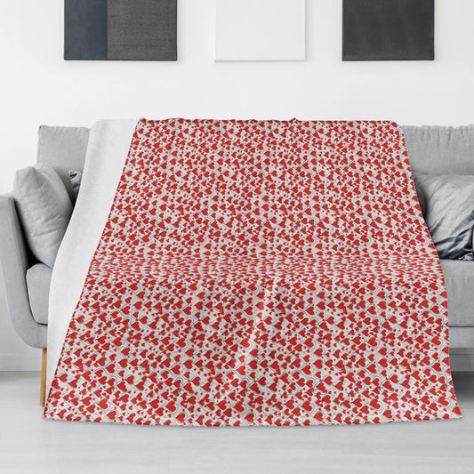 Red Scribble Hearts Flannel Breathable Blanket 4 Sizes - DeRose Seasonal