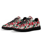 Red and White Poinsettia Flower Adult Lightweight Brand Low Top Leather Shoes - DeRose Seasonal