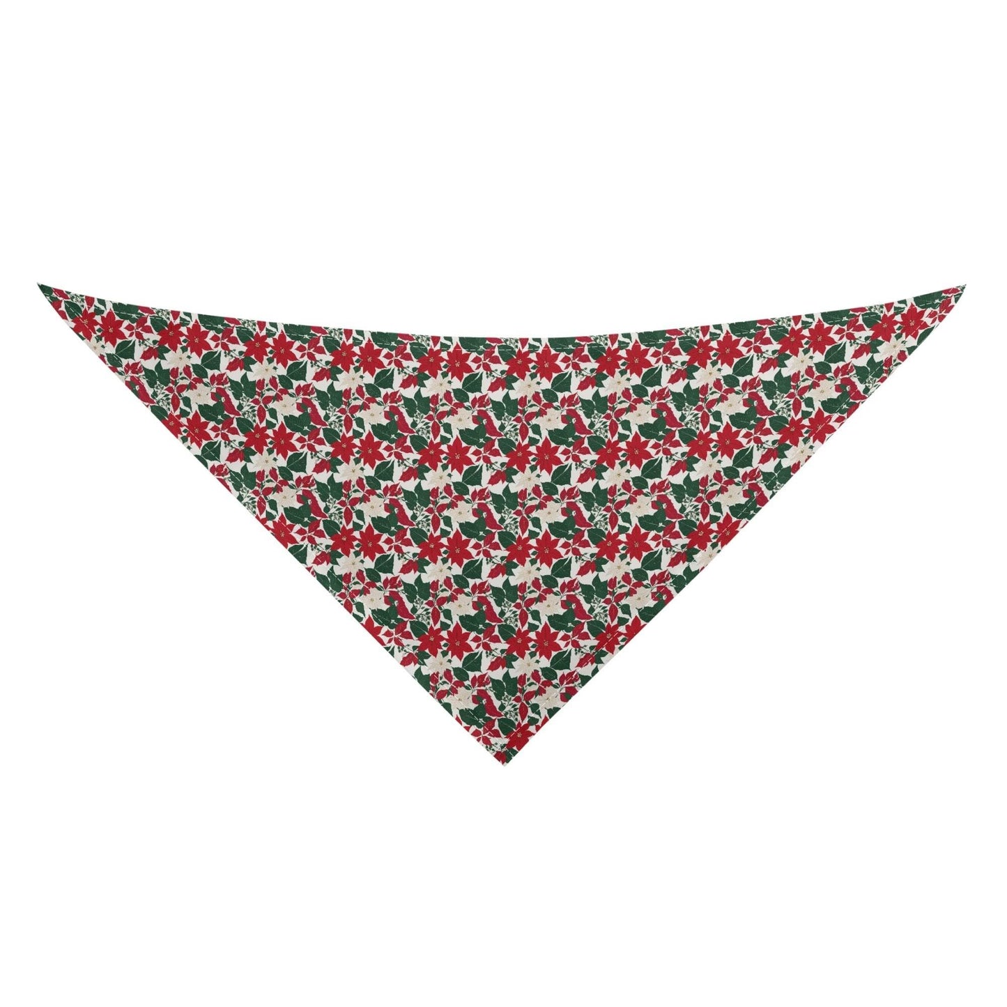 Red and White Poinsettia Flower Animal Scarf Pet Adjustable Bandanas for Dogs Cats - DeRose Seasonal