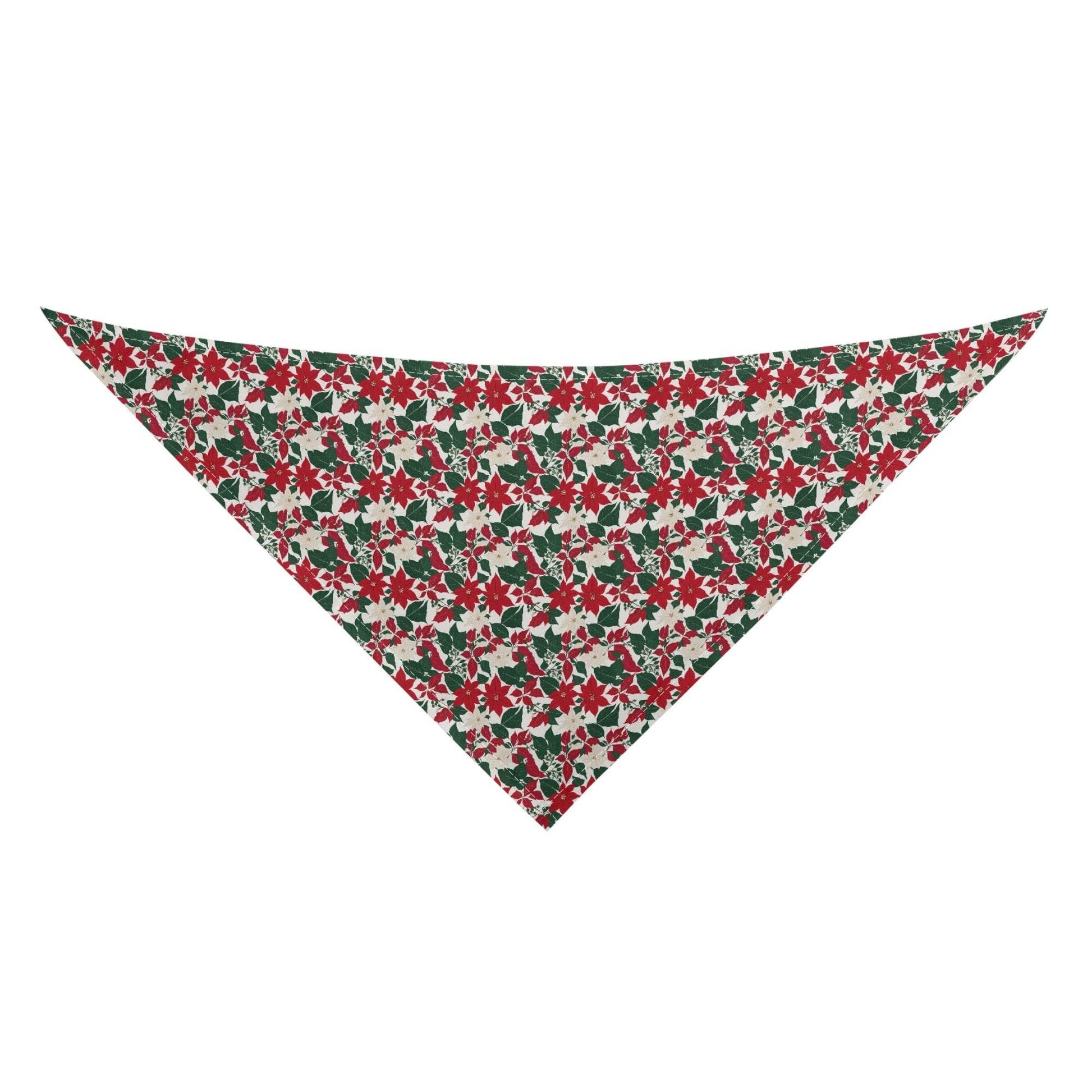 Red and White Poinsettia Flower Animal Scarf Pet Adjustable Bandanas for Dogs Cats - DeRose Seasonal