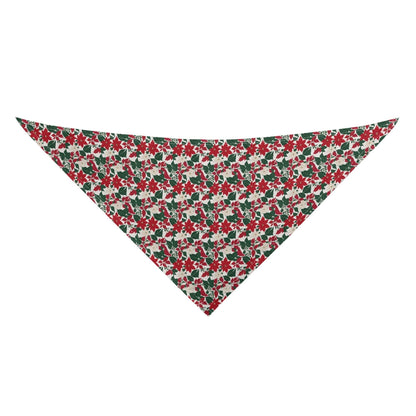 Red and White Poinsettia Flower Animal Scarf Pet Adjustable Bandanas for Dogs Cats - DeRose Seasonal