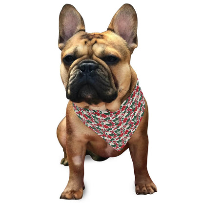 Red and White Poinsettia Flower Animal Scarf Pet Adjustable Bandanas for Dogs Cats - DeRose Seasonal