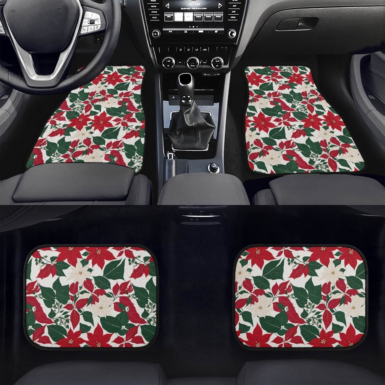 Red and White Poinsettia Flower Vehicle Bundle - DeRose Seasonal
