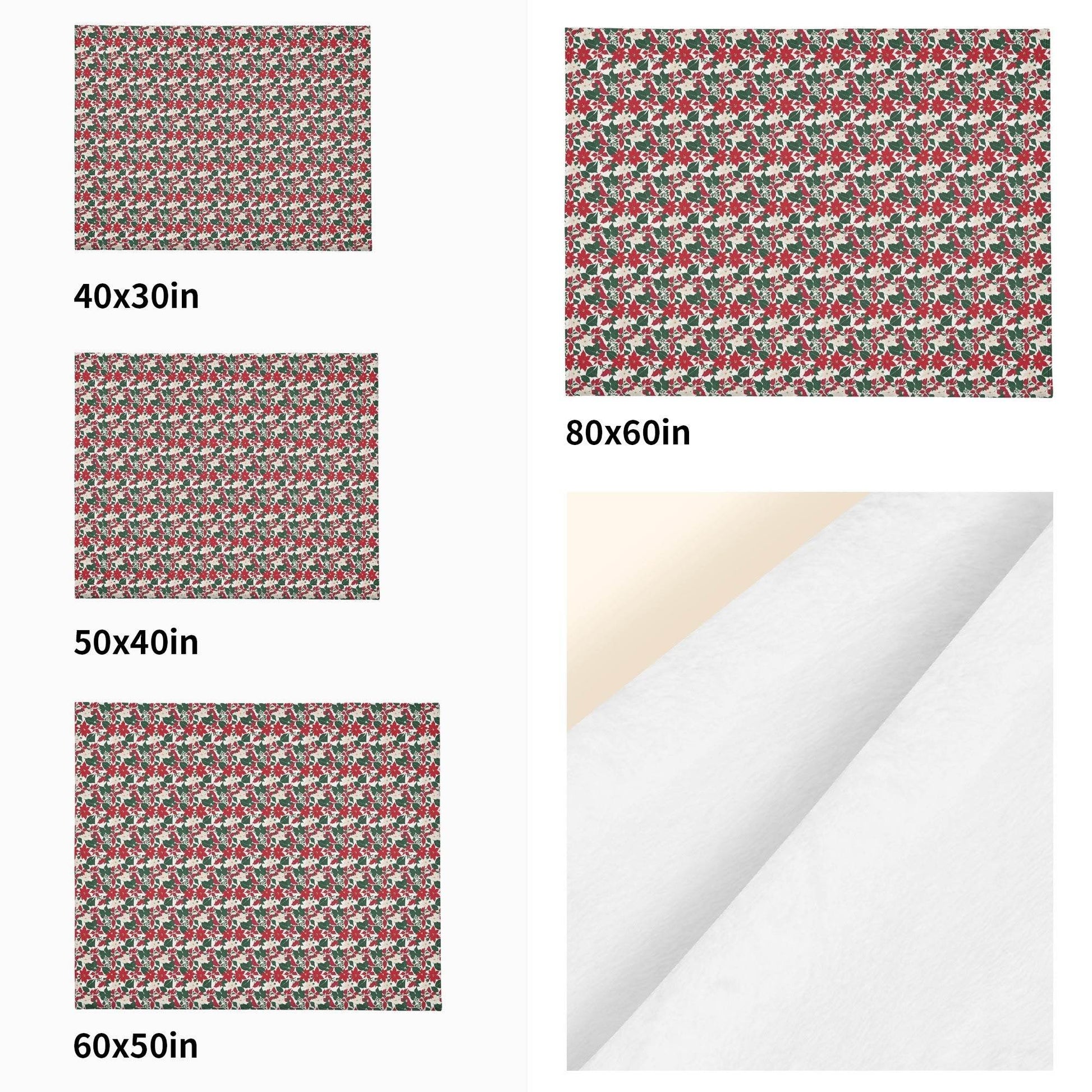 Red and White Poinsettia Flower Flannel Breathable Blanket 4 Sizes - DeRose Seasonal