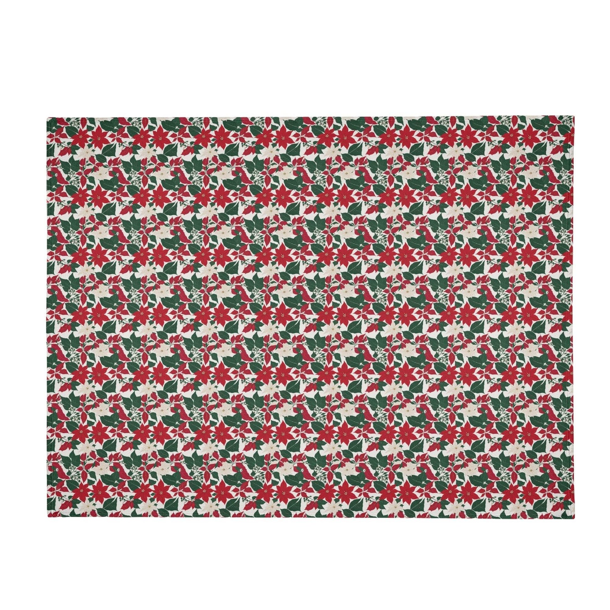 Red and White Poinsettia Flower Flannel Breathable Blanket 4 Sizes - DeRose Seasonal