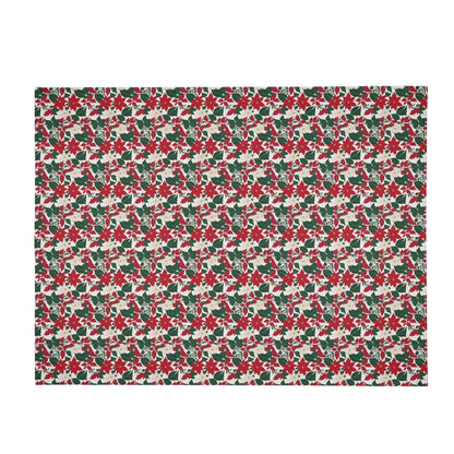 Red and White Poinsettia Flower Flannel Breathable Blanket 4 Sizes - DeRose Seasonal