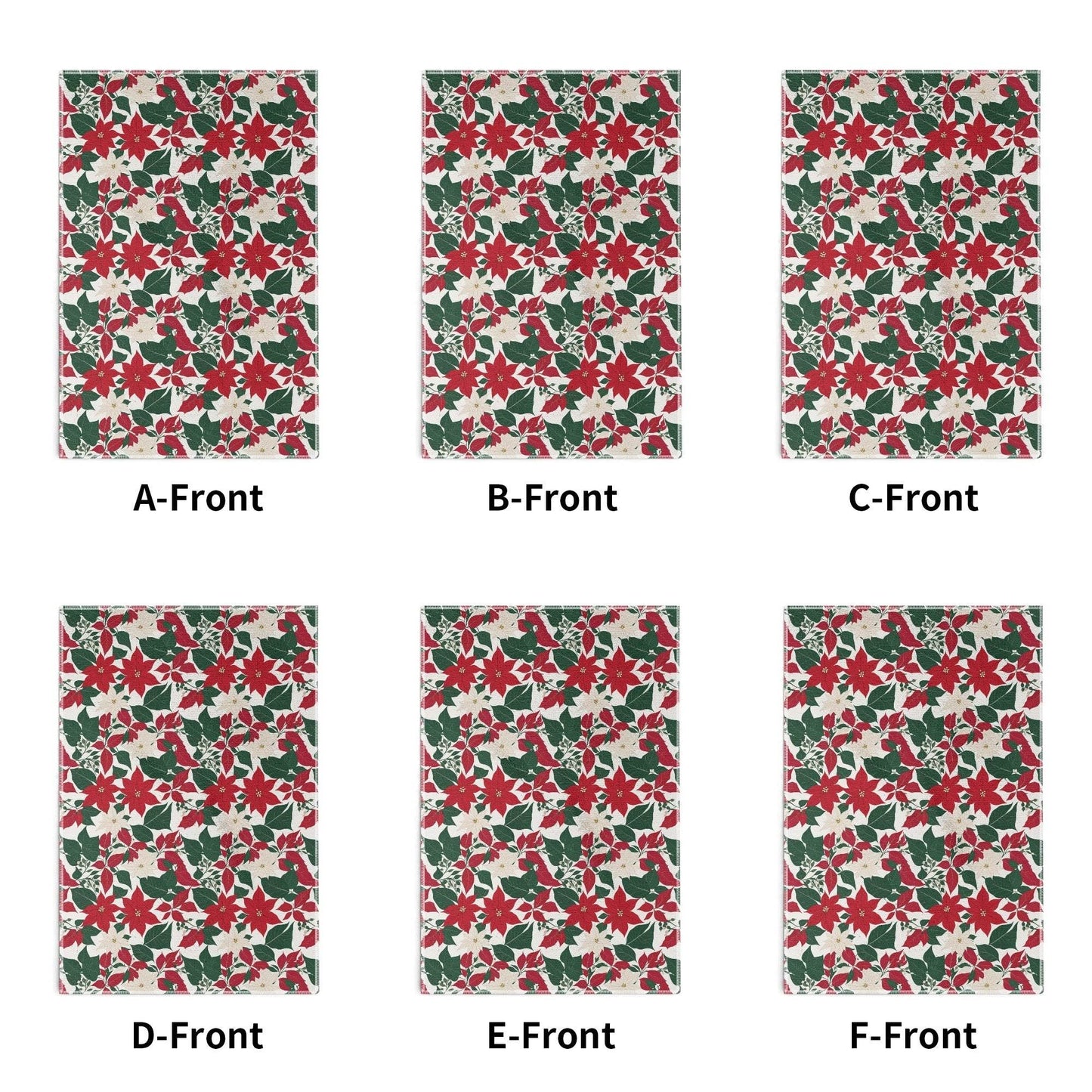 Red and White Poinsettia Flower Hand Towels (6 Pcs) - DeRose Seasonal