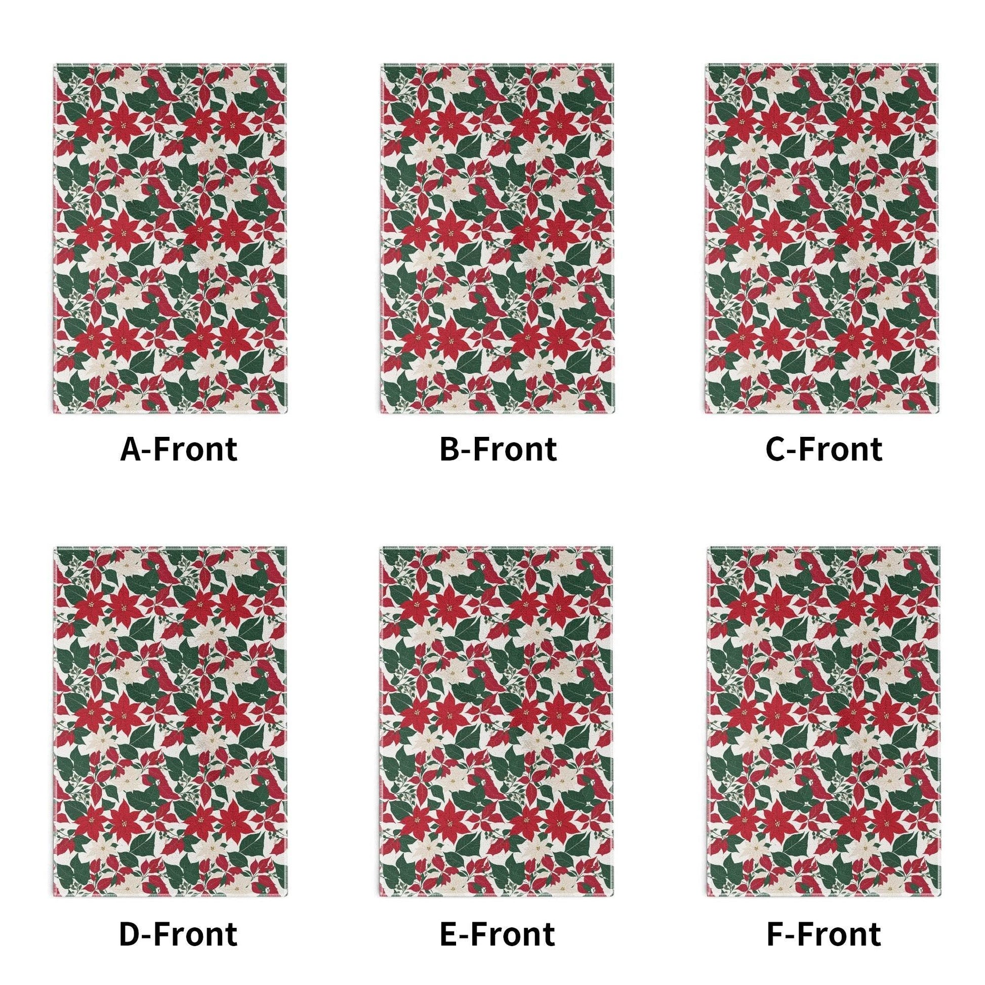 Red and White Poinsettia Flower Hand Towels (6 Pcs) - DeRose Seasonal
