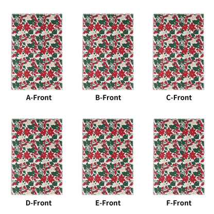 Red and White Poinsettia Flower Hand Towels (6 Pcs) - DeRose Seasonal