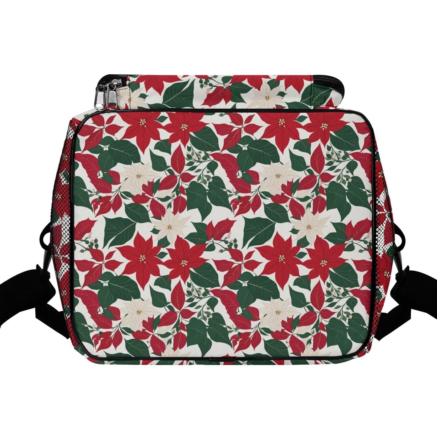 Red and White Poinsettia Flower Insulated Leakproof Cooler Bag Lunch Box - DeRose Seasonal