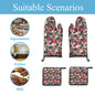 Red and White Poinsettia Flower Kitchen Mittens (set of 4) - DeRose Seasonal
