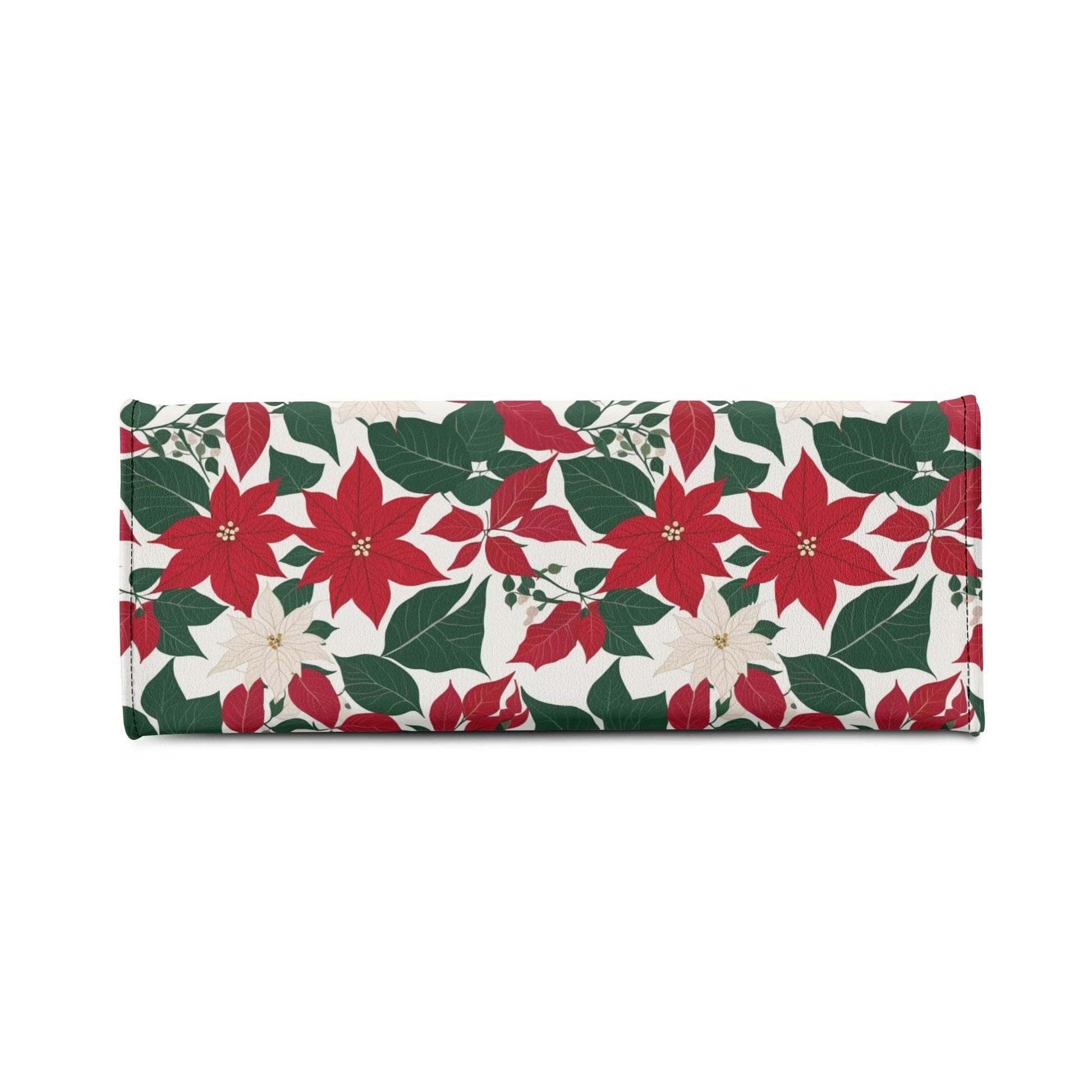 Red and White Poinsettia Flower Luxury Women Leather Handbag (3 sizes) - DeRose Seasonal