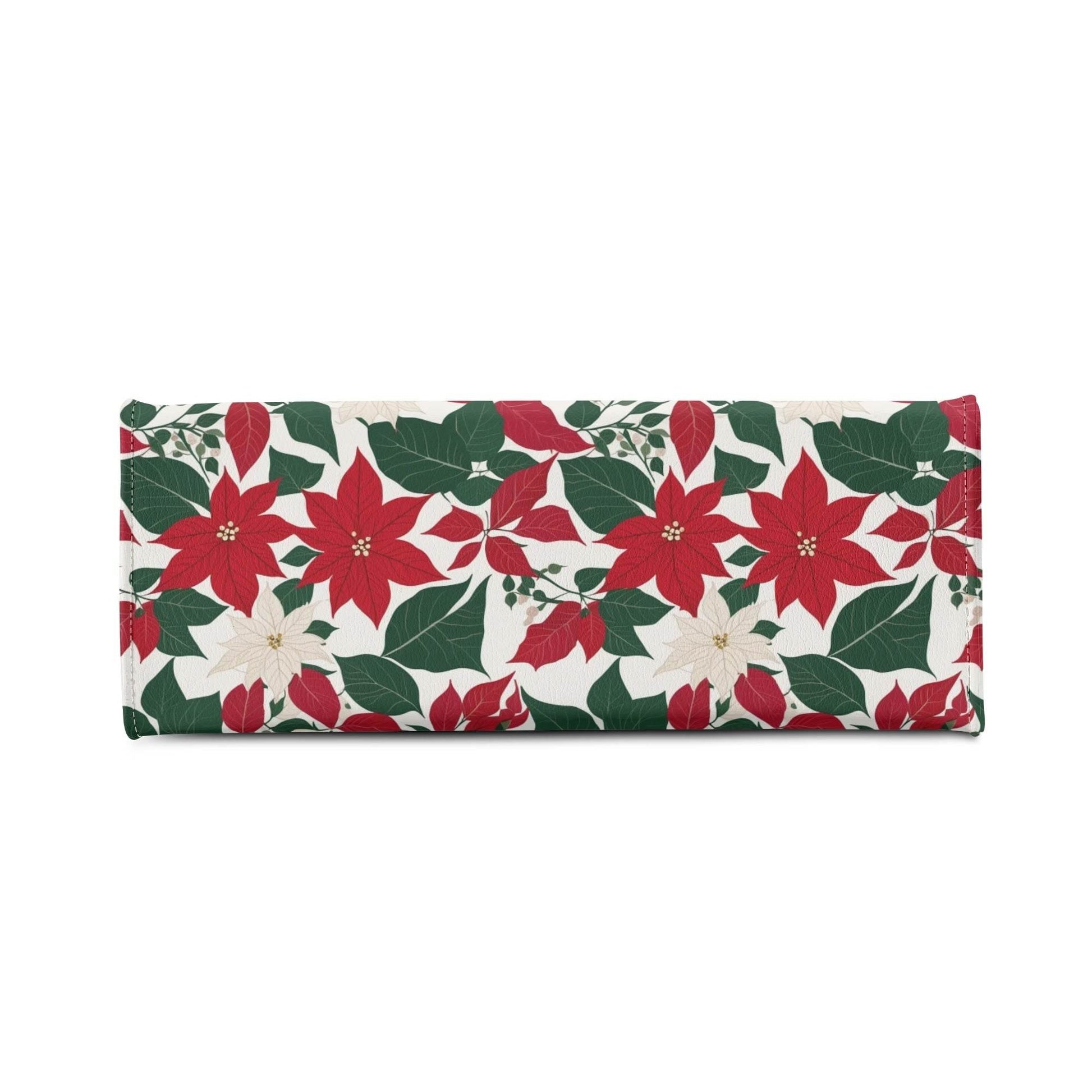 Red and White Poinsettia Flower Luxury Women Leather Handbag (3 sizes) - DeRose Seasonal