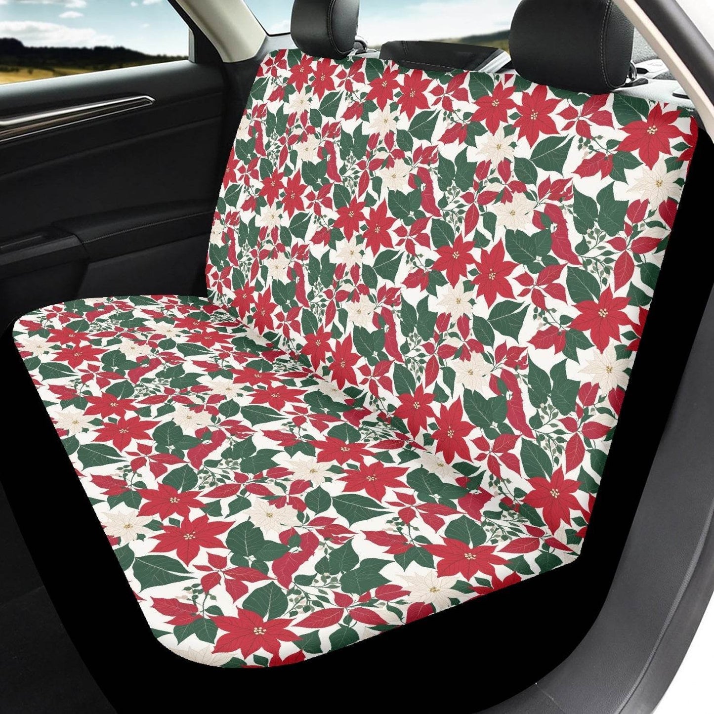 Red and White Poinsettia Flower Vehicle Bundle - DeRose Seasonal