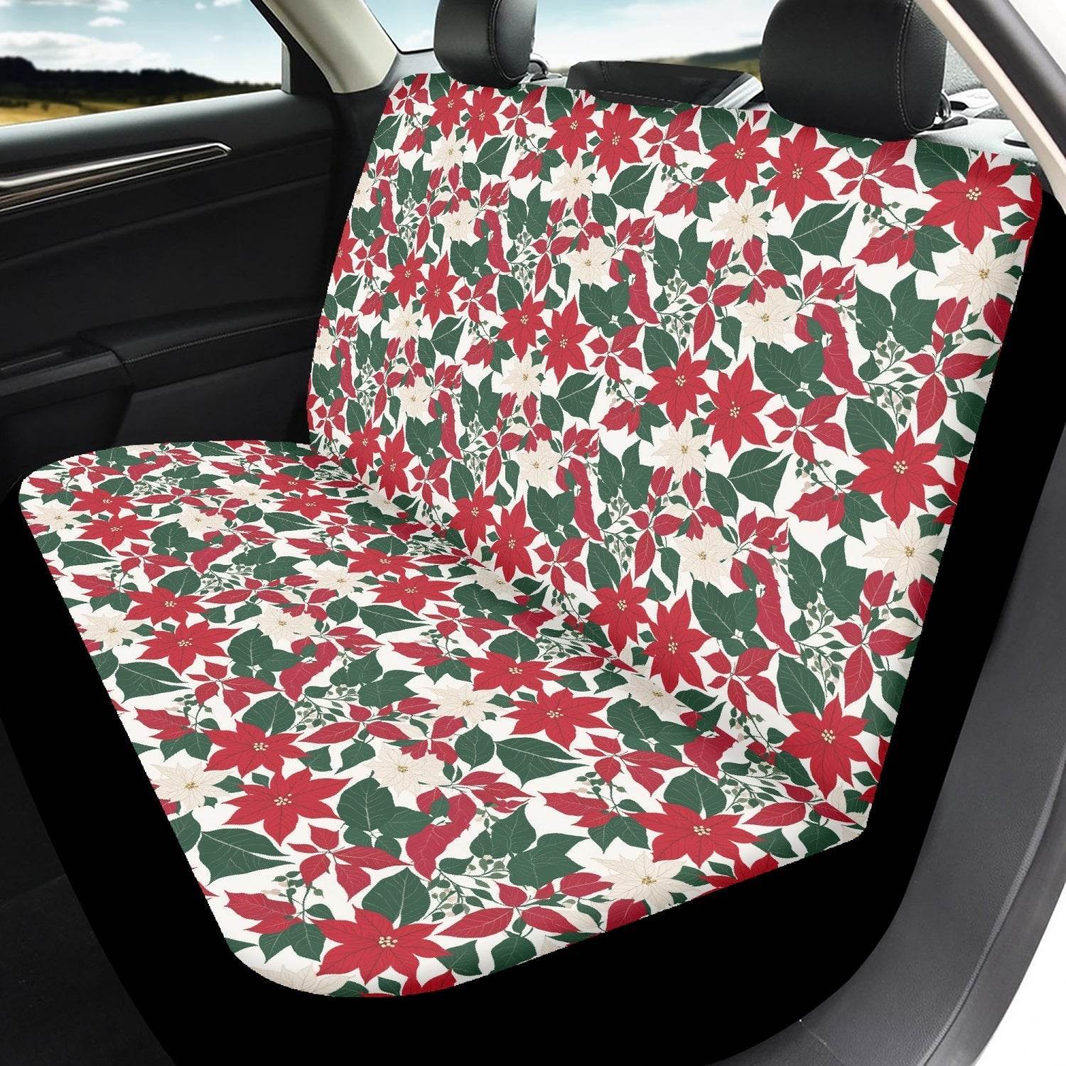 Red and White Poinsettia Flower Vehicle Bundle - DeRose Seasonal
