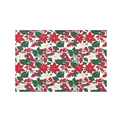 Red and White Poinsettia Flower Polyester Table Placemat (set of 6) - DeRose Seasonal