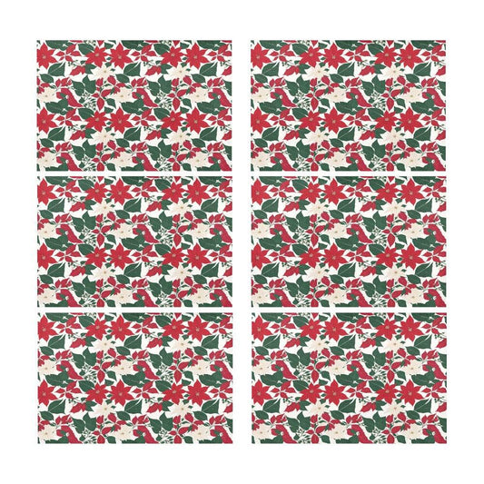 Red and White Poinsettia Flower Polyester Table Placemat (set of 6) - DeRose Seasonal