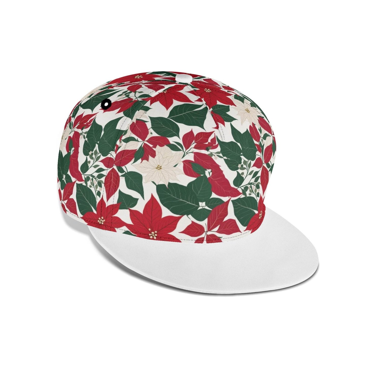 Red and White Poinsettia Flower Unisex Classic Snapbacks - DeRose Seasonal