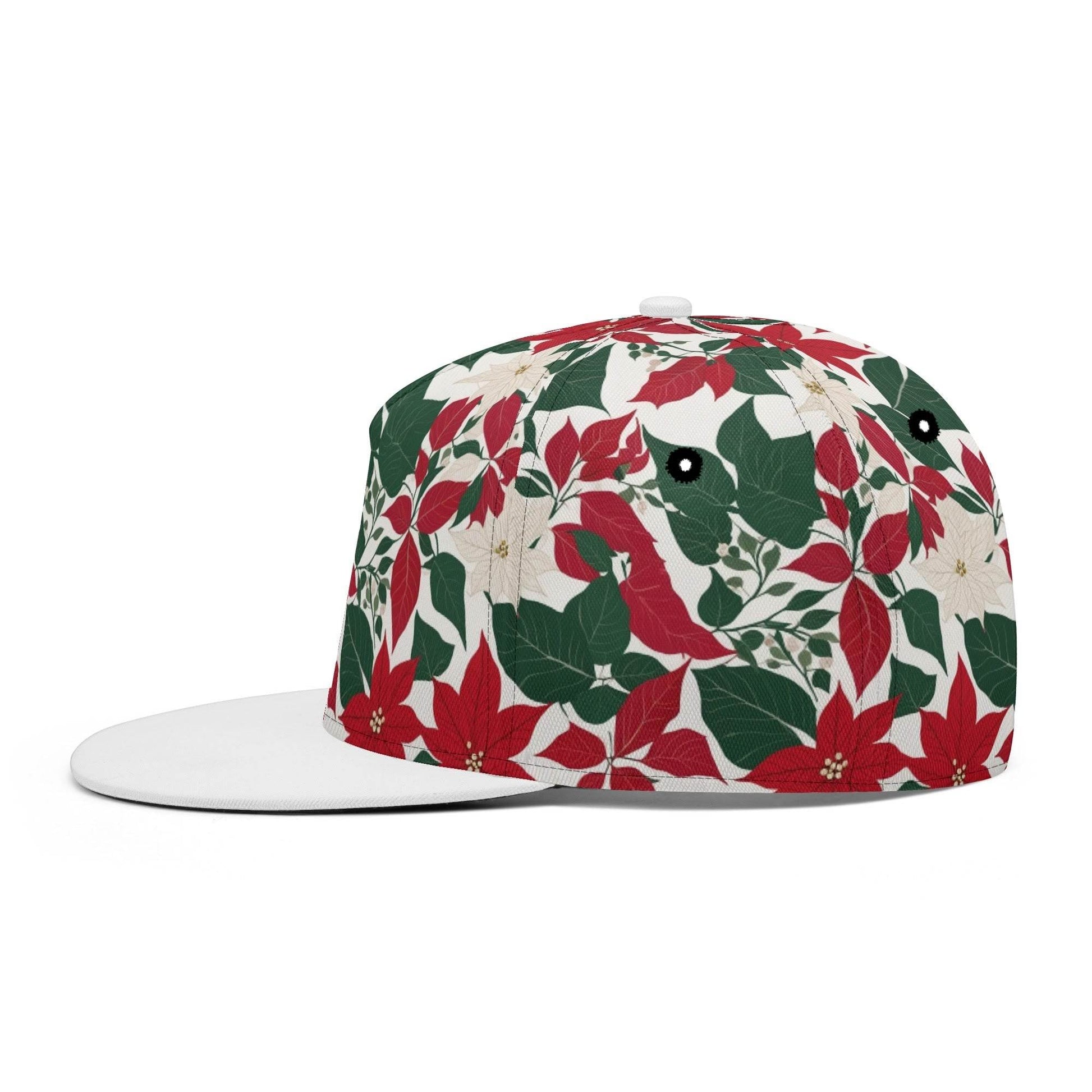 Red and White Poinsettia Flower Unisex Classic Snapbacks - DeRose Seasonal