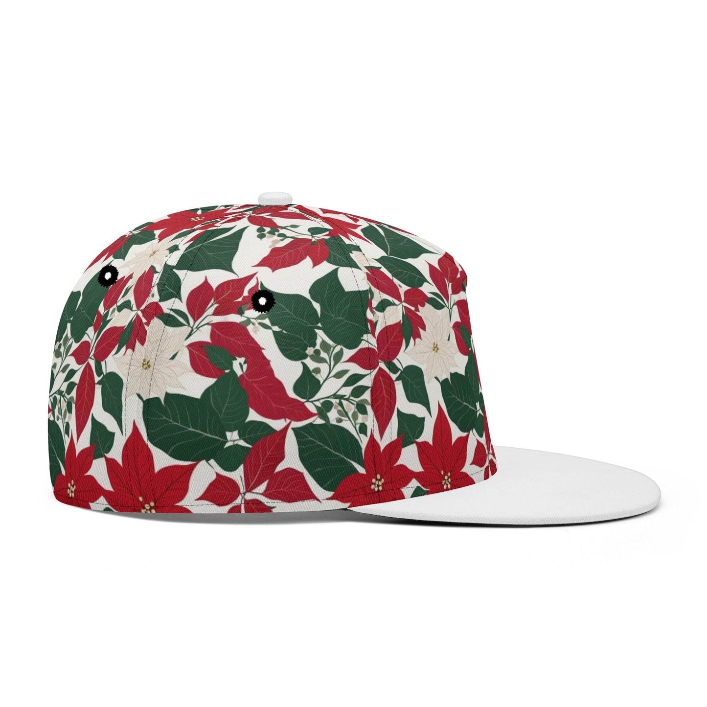 Red and White Poinsettia Flower Unisex Classic Snapbacks - DeRose Seasonal
