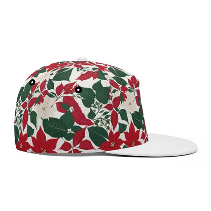 Red and White Poinsettia Flower Unisex Classic Snapbacks - DeRose Seasonal