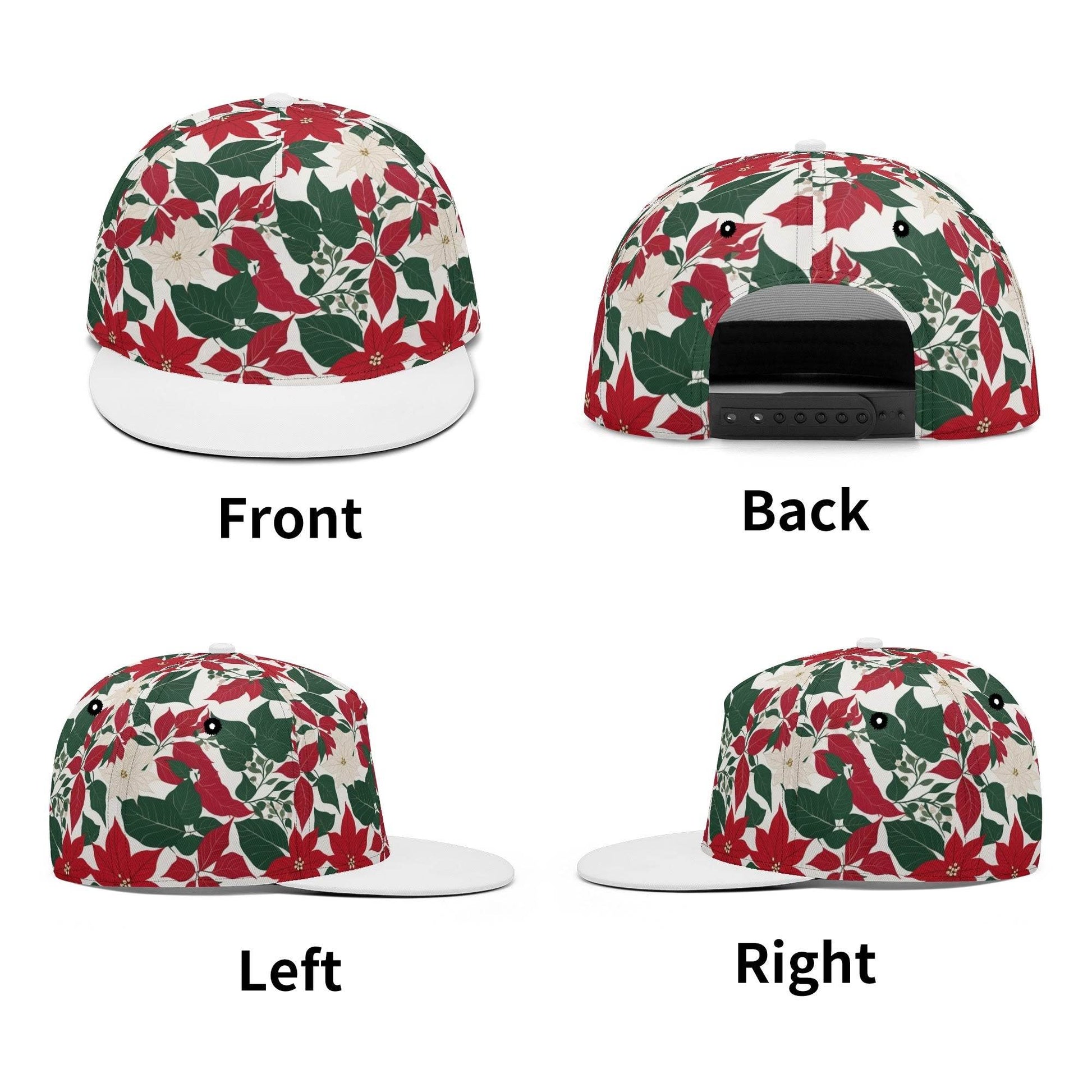 Red and White Poinsettia Flower Unisex Classic Snapbacks - DeRose Seasonal