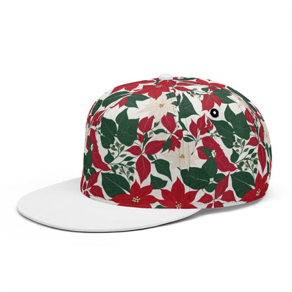 Red and White Poinsettia Flower Unisex Classic Snapbacks - DeRose Seasonal