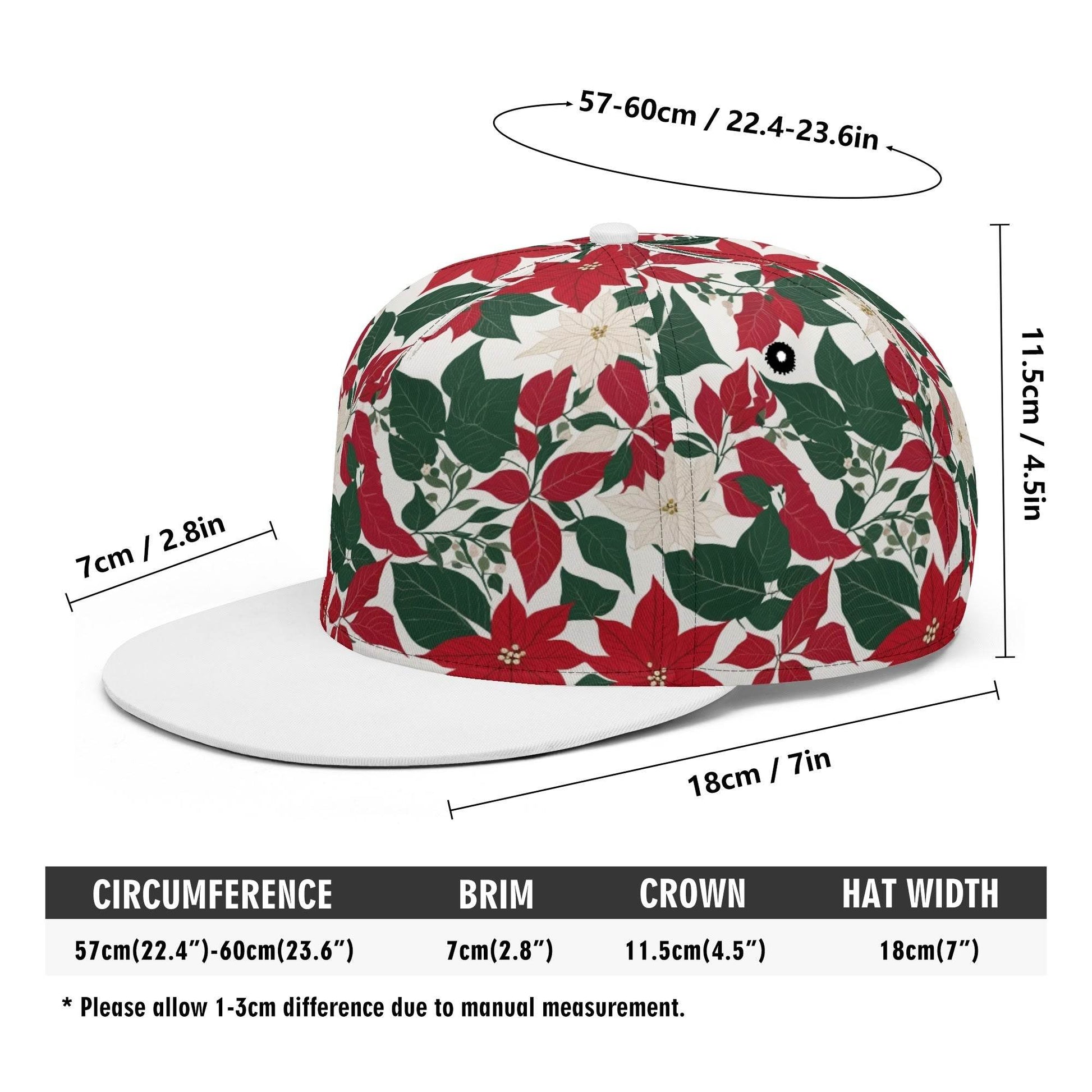 Red and White Poinsettia Flower Unisex Classic Snapbacks - DeRose Seasonal