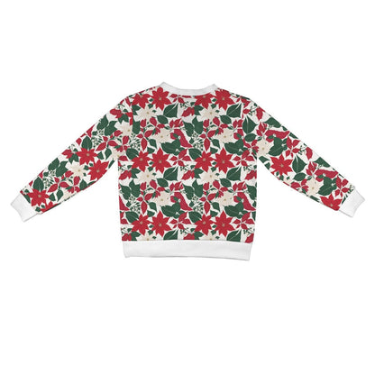 Red and White Poinsettia Flower Women's Cardigan Button Sweater Custom Women's Cardigan (Model H73) - DeRose Seasonal