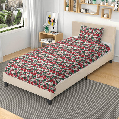 Red and White Poinsettia Flower3 Pcs Beddings - DeRose Seasonal