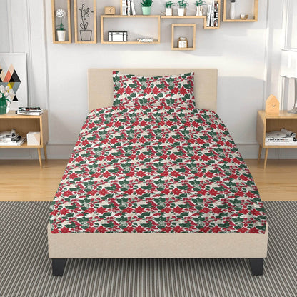 Red and White Poinsettia Flower3 Pcs Beddings - DeRose Seasonal