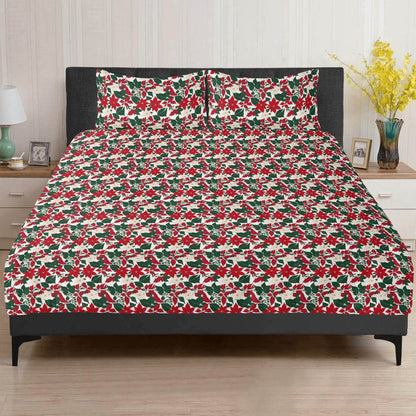 Red and White Poinsettia Flower3 Pcs Beddings - DeRose Seasonal