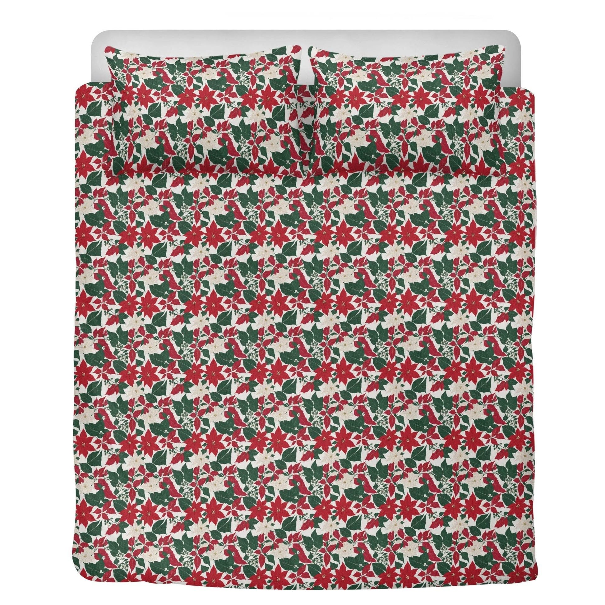 Red and White Poinsettia Flower3 Pcs Beddings - DeRose Seasonal