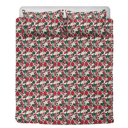 Red and White Poinsettia Flower3 Pcs Beddings - DeRose Seasonal