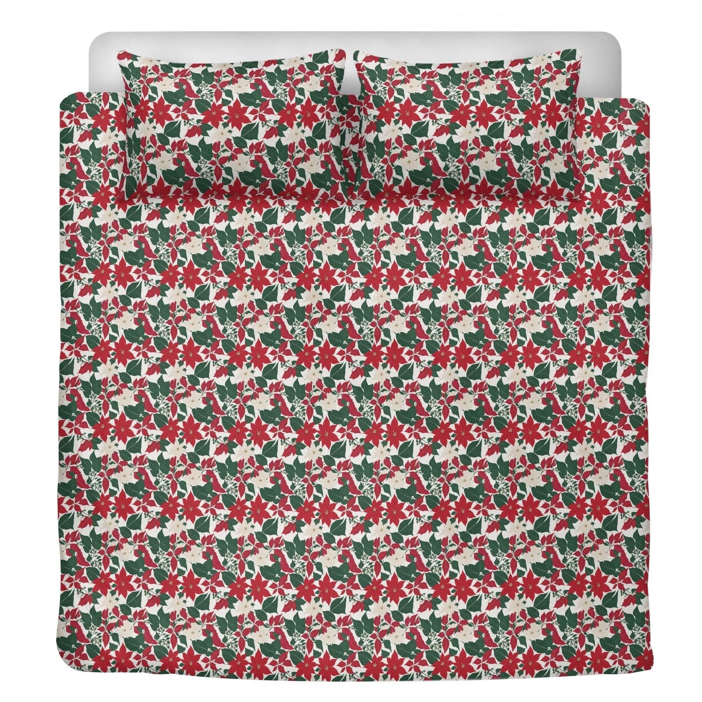 Red and White Poinsettia Flower3 Pcs Beddings - DeRose Seasonal