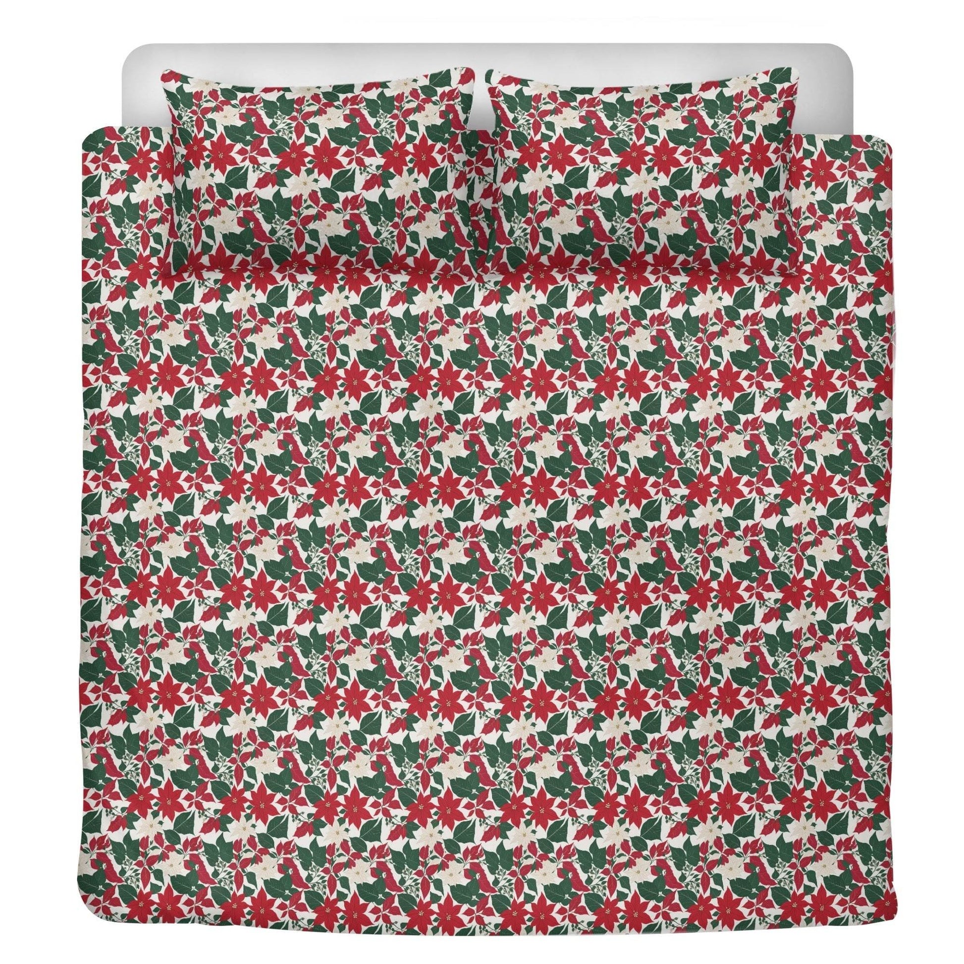 Red and White Poinsettia Flower3 Pcs Beddings - DeRose Seasonal